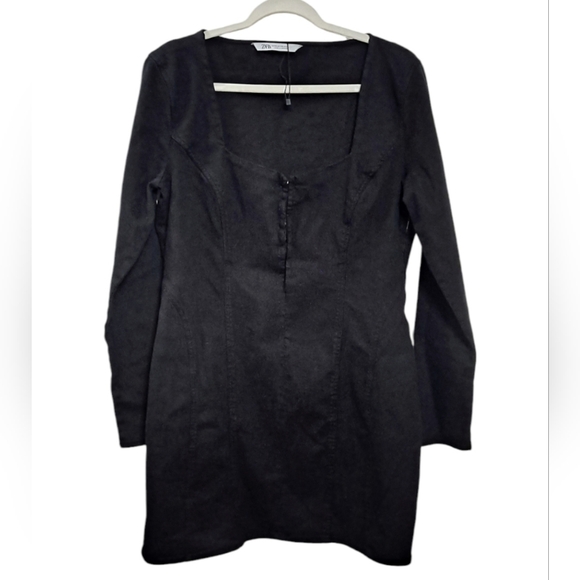 Zara~ Black Denim Mini Dress - Picture 4 of 7